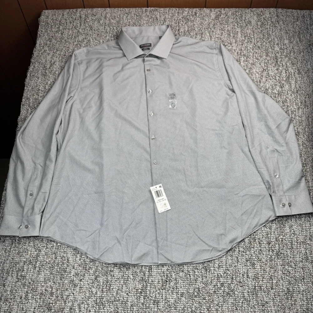Van Heusen Traveler Dress Shirt Mens 2XL Slim Fit Performance Stretch Gray NWT